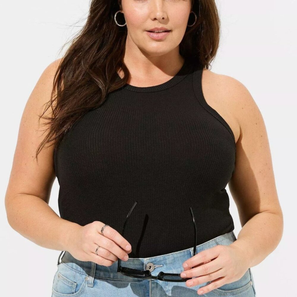TORRID EUC Ribbed High Neck Tank Top, size 1, 5 black available! SVELTE! XL!